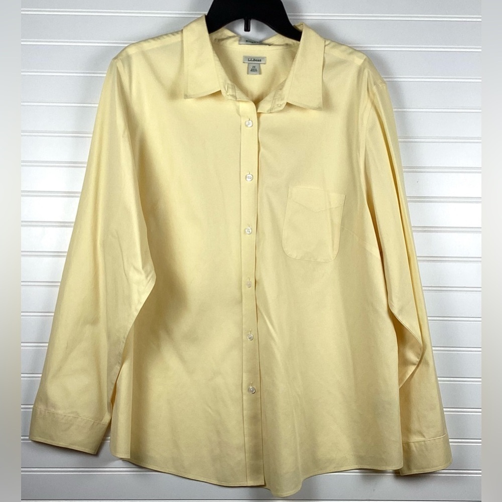 L.L.Bean Winkle Free Yellow Long Sleeve Button Down Shirt Size 2X